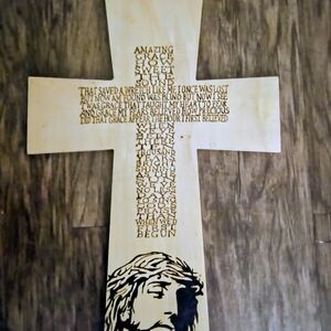 Hand Crafted Wooden Cross with Inspirational Text